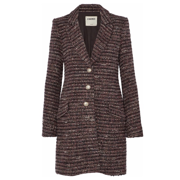 L'AGENCE Jackets & Blazers - L'Agence Brown Tweed Bouvier Coat
